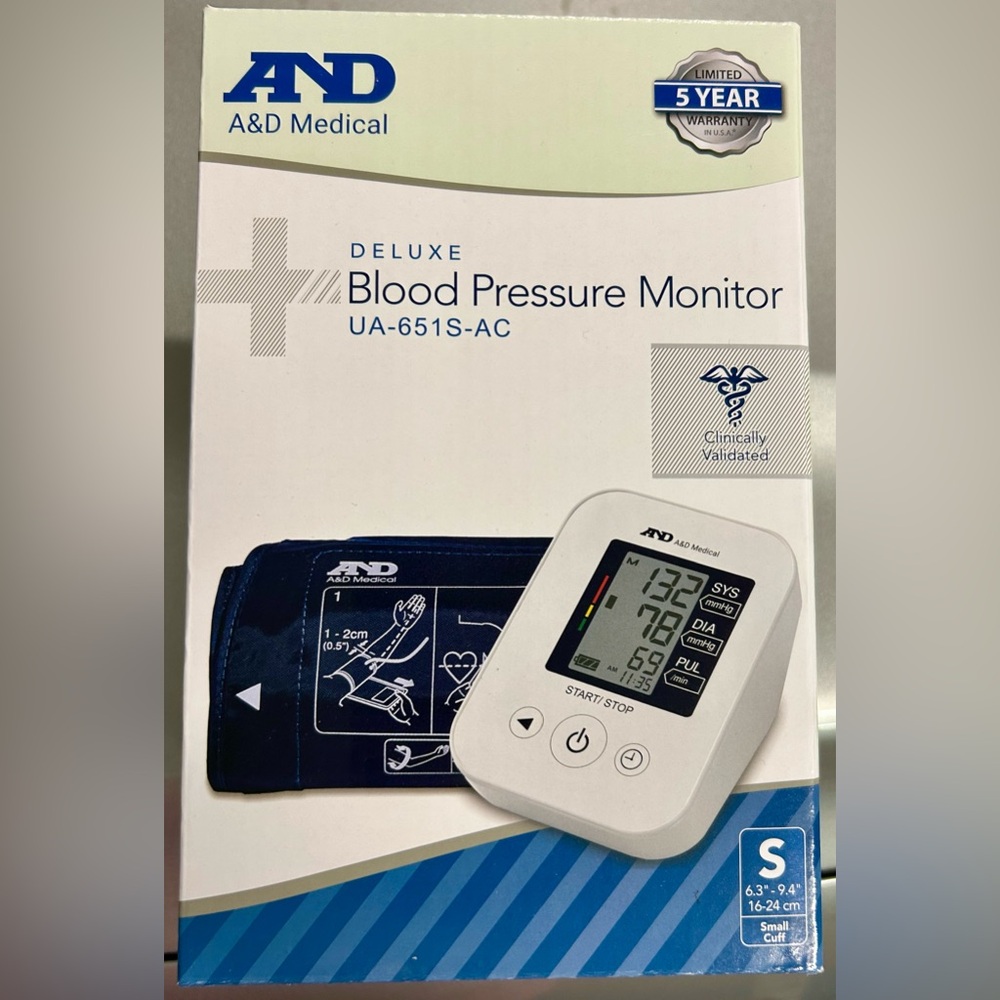 A&D Medical Blood Pressure Monitor with Blue Cuff — Size Small